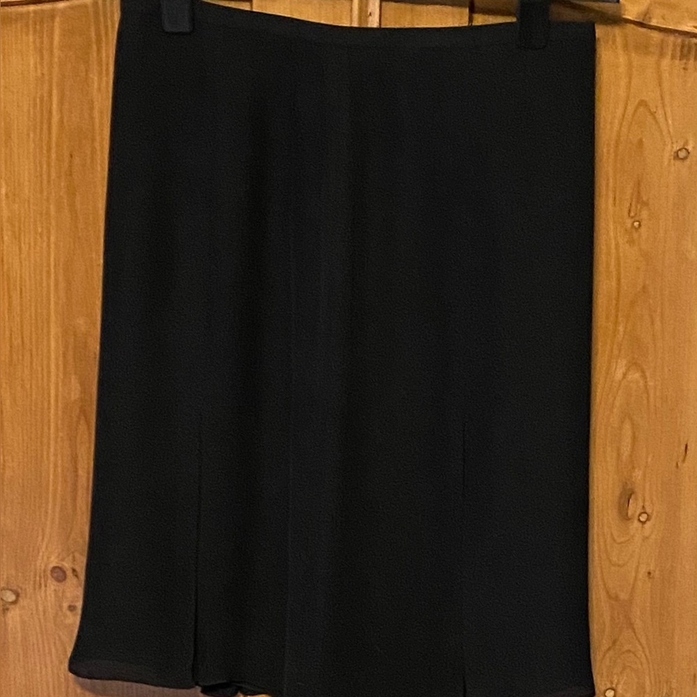 Black Pleated 100% Silk Fully Lined Party Skirt Womens sz 12